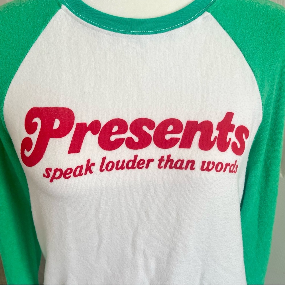 Wildfox Presents Speak Louder Than Words Holiday Sweatshirt Baggy Beach Raglan